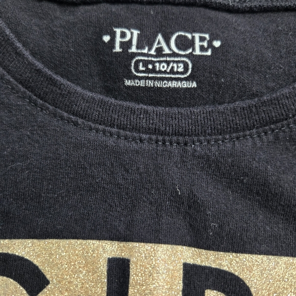Children’s Place “GIRL BOSS” black short sleeve girls tee size 10/12 - Picture 4 of 4